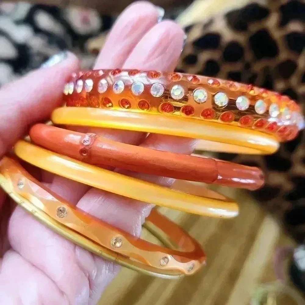 6 stack‎ bracelets orange yellow - Picture 7 of 10
